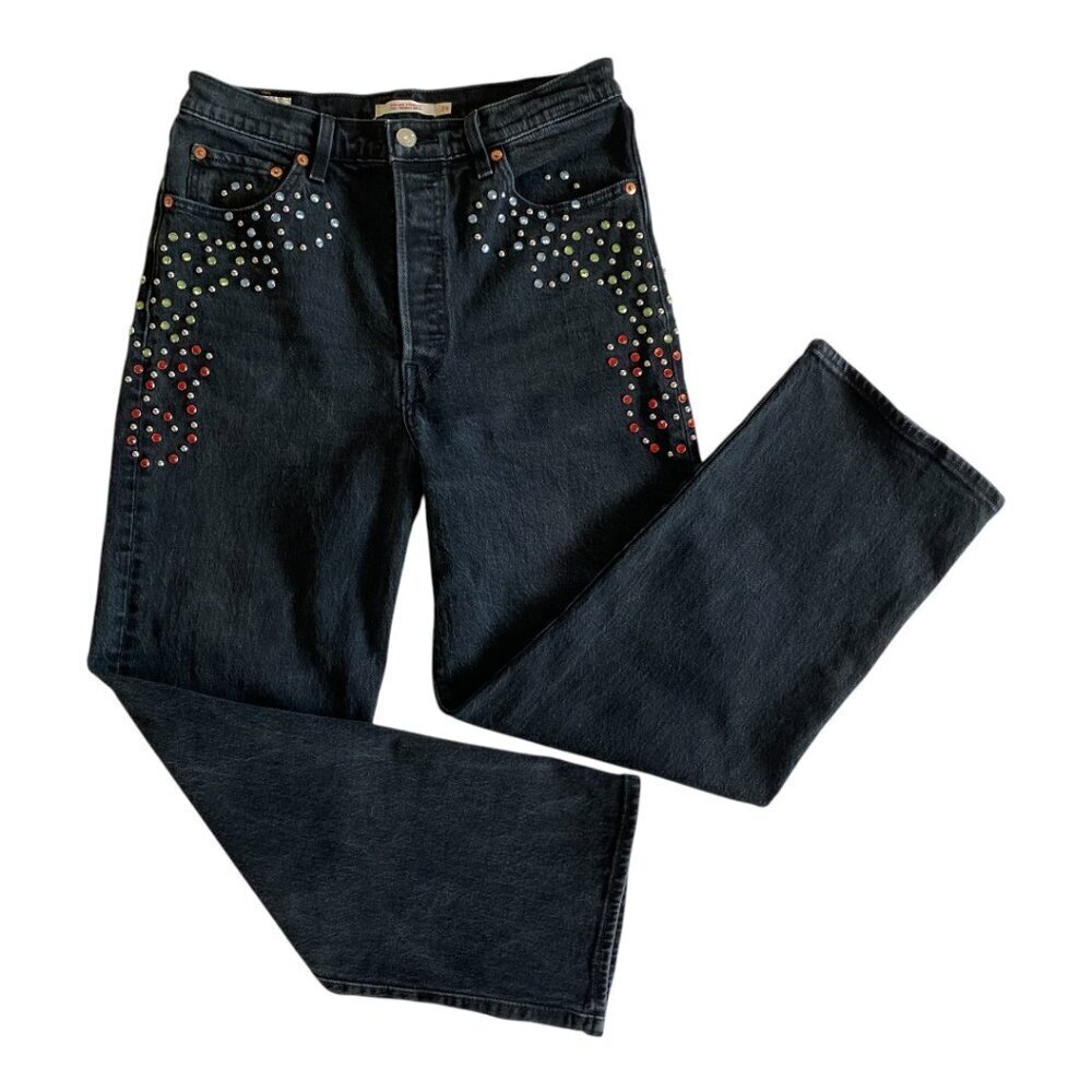 Levi’s Ribcage Studded Straight Leg Cropped Jeans Sz 29​​